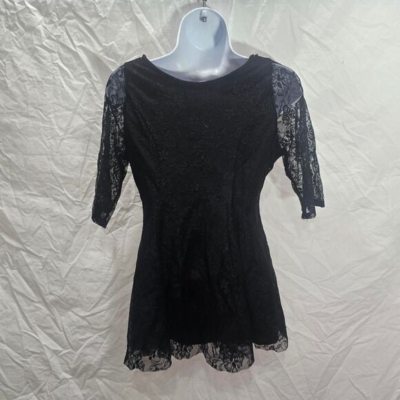 Vintage y2k goth black strappy lace babydoll top - Picture 3 of 5